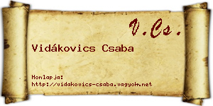 Vidákovics Csaba névjegykártya